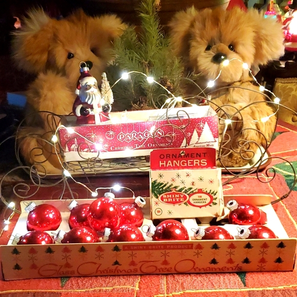 💥SOLD💥Antique Heavy Wire Sleigh,Santa,Lights,Shiny Brites&Original Boxs - Picture 3 of 12